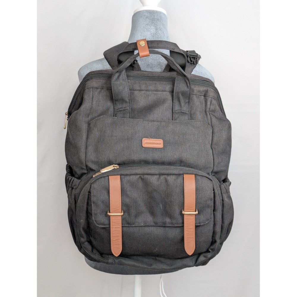 Mommore Diaper Bag Backpack Large Black Brown Baby Travel Foldable Tote
